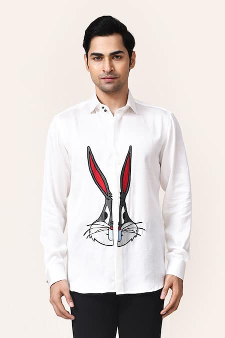Aryavir Malhotra White Applique Hand Work Shirt 