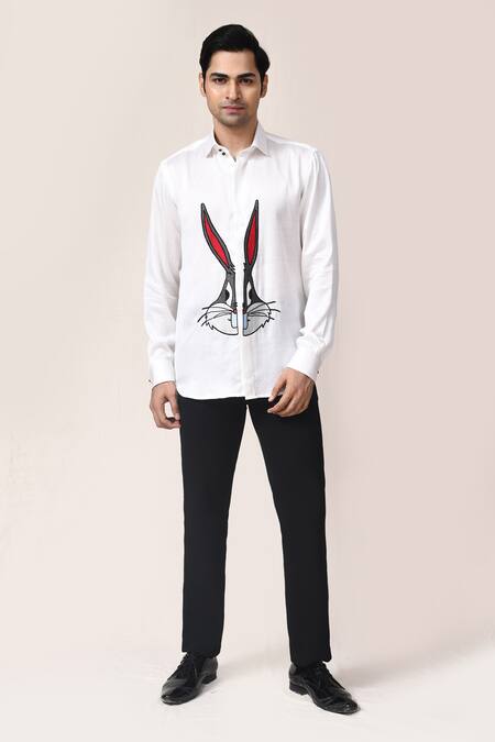 Shop_Aryavir Malhotra_White Applique Hand Work Shirt _Online_at_Aza_Fashions