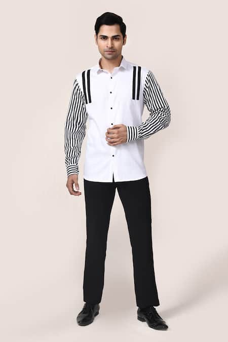 Aryavir Malhotra Striped Giza Cotton Mens Shirt 