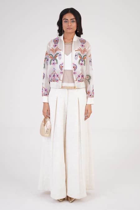 Betrue White Handloom Cotton Handcrafted Structured Pant 