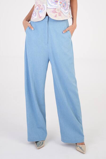 Shop Betrue Blue Denim Classic Straight Pant Online at Aza Fashions Shop_Betrue_Blue Denim Classic Straight Pant _Online_at_Aza_Fashions