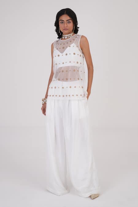 Betrue Golden Ivory Embroidered Top 