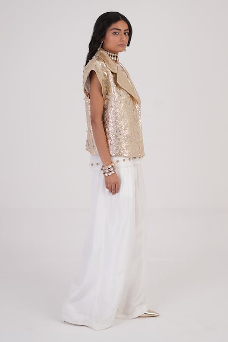 Betrue White Silk Wave Palazzo Online at Aza Fashions Betrue_White Silk Wave Palazzo _Online_at_Aza_Fashions