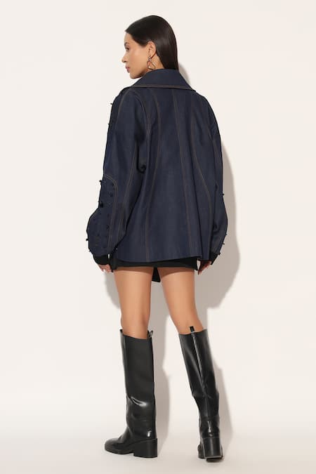 Linetribe_ Quasar Embroidered Oversized Denim Jacket 