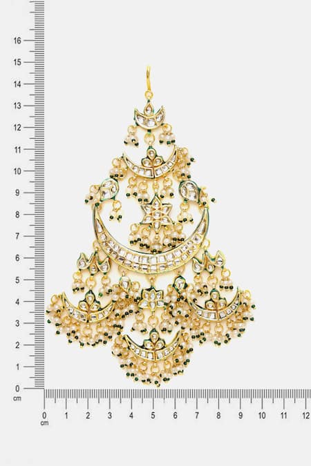 Ruby Raang_Gold Plated Kundan Chand Embellished Passa _Online_at_Aza_Fashions