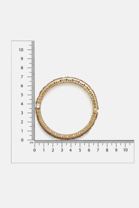 Ruby Raang_Gold Plated Stones, Crystals, Rhinestones Kundan Studded Bracelet _Online_at_Aza_Fashions