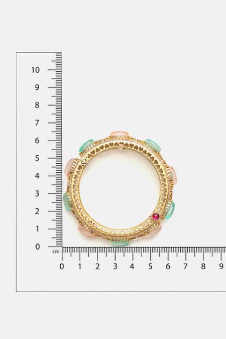 Ruby Raang_Multi Color Gemstones, Stones, Rhinestones Kundan Studded Bracelet _Online_at_Aza_Fashions