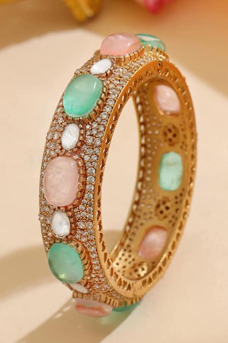 Ruby Raang Multi Kundan Studded Bracelet 