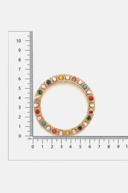 Ruby Raang_Multi Color Stones, Crystals Kundan Studded Bracelet _Online_at_Aza_Fashions