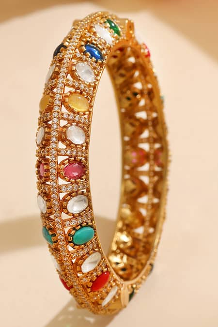 Ruby Raang Multi Kundan Studded Bracelet 