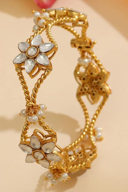 Ruby Raang Floral Kundan Bracelet 