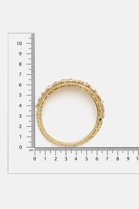 Ruby Raang_Gold Plated Stones, Rhinestones Kundan Embellished Bracelet _Online_at_Aza_Fashions