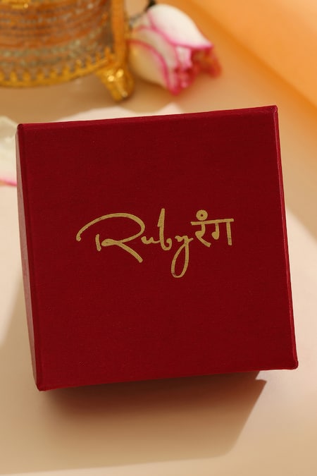 Ruby Raang_Gold Plated Stones, Rhinestones Kundan Embellished Bracelet _at_Aza_Fashions