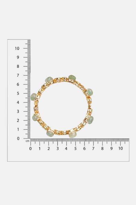 Ruby Raang_Green Stones, Kundan Studded Bangle _Online_at_Aza_Fashions