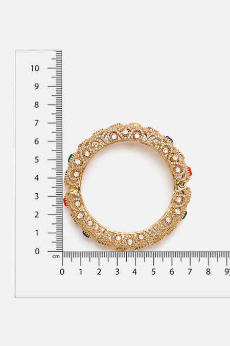 Buy_Ruby Raang_Multi Color Stones, Kundan Embellished Bracelet _Online_at_Aza_Fashions