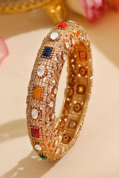 Ruby Raang Multi Kundan Embellished Bracelet 