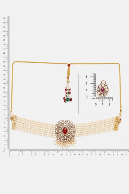 Shop Ruby Raang Maroon Pearls, Stones, Faux Diamonds And Kundan Necklace With Stud Earrings Online at Aza Fashions Shop_Ruby Raang_Maroon Pearls, Stones, Faux Diamonds And Kundan Necklace With Stud Earrings _Online_at_Aza_Fashions
