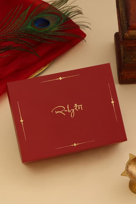 Ruby Raang_Maroon Pearls, Stones, Faux Diamonds And Kundan Necklace With Stud Earrings _at_Aza_Fashions