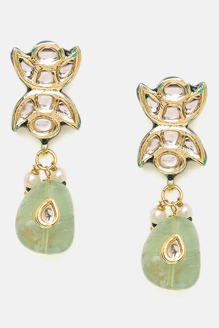 Buy Ruby Raang Multi Color Stones, Pearls Kundan And Stonework Choker & Earrings Set Buy_Ruby Raang_Multi Color Stones, Pearls Kundan And Stonework Choker & Earrings Set