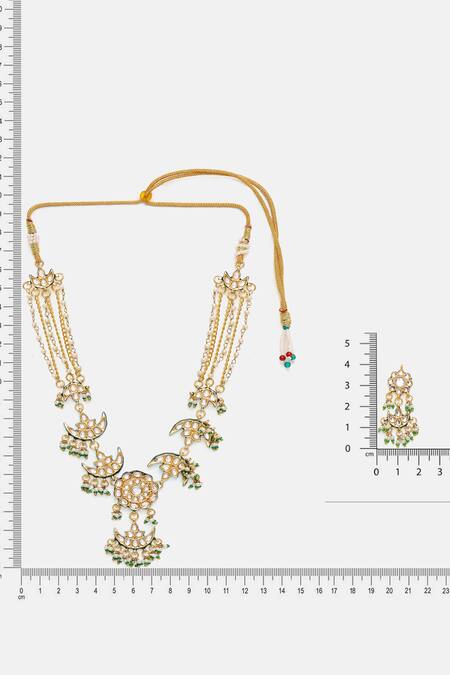 Ruby Raang_Gold Plated Kundan Necklace With Earrings _Online_at_Aza_Fashions