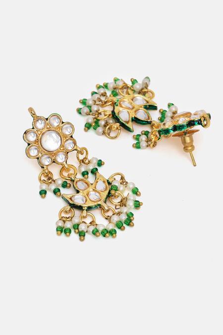 Buy_Ruby Raang_Gold Plated Kundan Necklace With Earrings _Online_at_Aza_Fashions