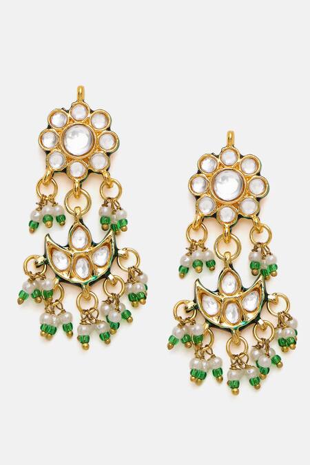 Buy_Ruby Raang_Gold Plated Kundan Necklace With Earrings 