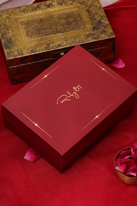 Shop_Ruby Raang_Gold Plated Kundan Necklace With Earrings 