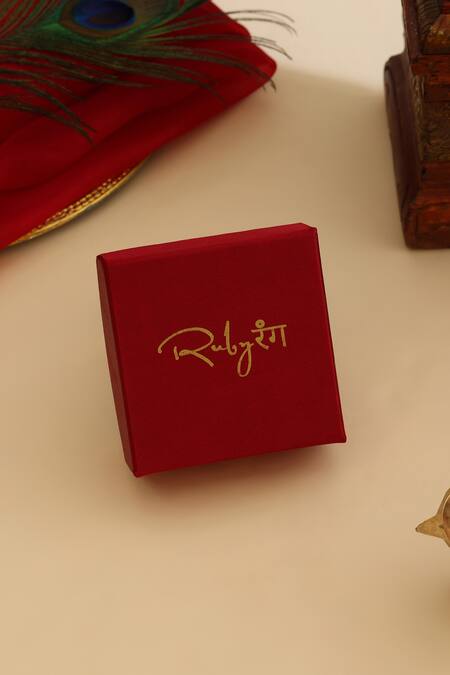 Ruby Raang_Gold Plated Stones, Rhinestones Layered Kundan And Emerald Necklace Set _at_Aza_Fashions