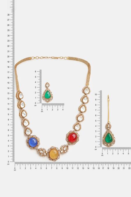 Buy Ruby Raang Multi Color Stones, Crystals, Stonework Kundan Embellished Necklace Set Online at Aza Fashions Buy_Ruby Raang_Multi Color Stones, Crystals, Stonework Kundan Embellished Necklace Set _Online_at_Aza_Fashions