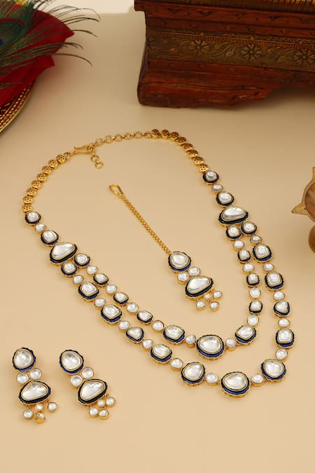 Ruby Raang Meenakari Kundan Layered Necklace Set 