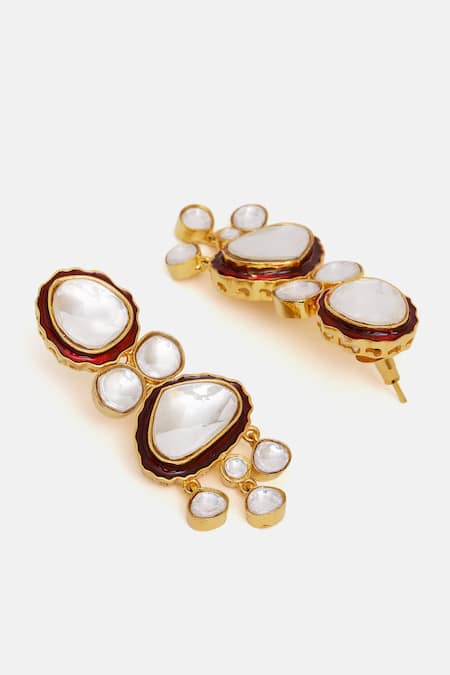 Buy_Ruby Raang_Gold Plated Stones Meenakari Kundan Layered Necklace Set _Online_at_Aza_Fashions