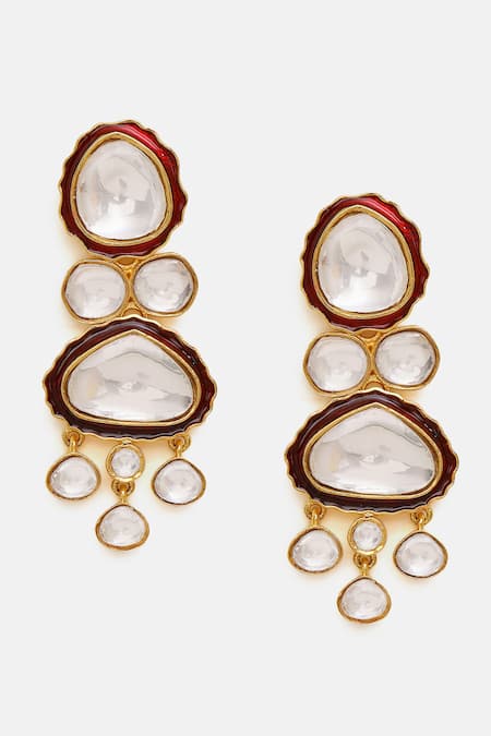 Buy_Ruby Raang_Gold Plated Stones Meenakari Kundan Layered Necklace Set 