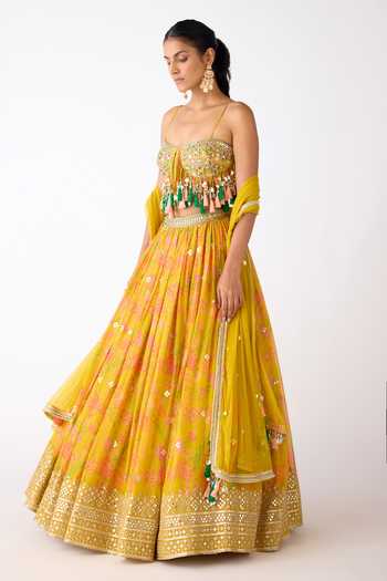 Basanti Kapde aur Koffee Yellow Organza Mirrors, Tassels, Embroidery, Zari, Sequins Blouse Lehenga Set Online at Aza Fashions Basanti Kapde aur Koffee_Yellow Organza Mirrors, Tassels, Embroidery, Zari, Sequins Blouse Lehenga Set _Online_at_Aza_Fashions