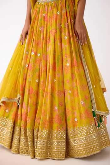 Basanti Kapde aur Koffee Yellow Organza Mirrors, Tassels, Embroidery, Zari, Sequins Blouse Lehenga Set at Aza Fashions Basanti Kapde aur Koffee_Yellow Organza Mirrors, Tassels, Embroidery, Zari, Sequins Blouse Lehenga Set _at_Aza_Fashions
