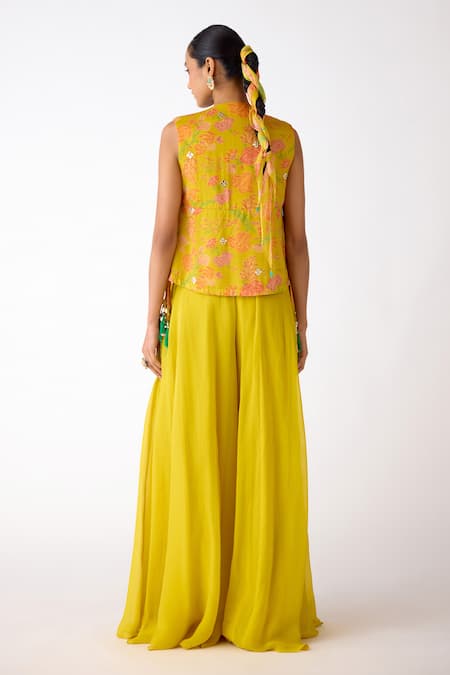 Basanti - Kapde Aur Koffee Tasseled Embroidered Jacket Sharara Set 