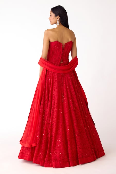 Basanti Kapde aur Koffee Chantily Net Corset Lehenga Set 