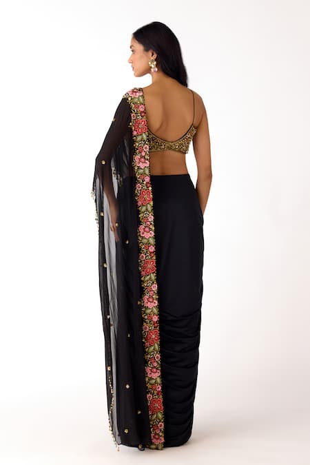 Basanti Kapde aur Koffee Pre-Draped Saree With Sequin Blouse 