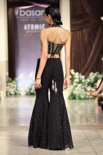 Basanti Kapde aur Koffee Mirror Work Corset & Mukaish Sharara Set 