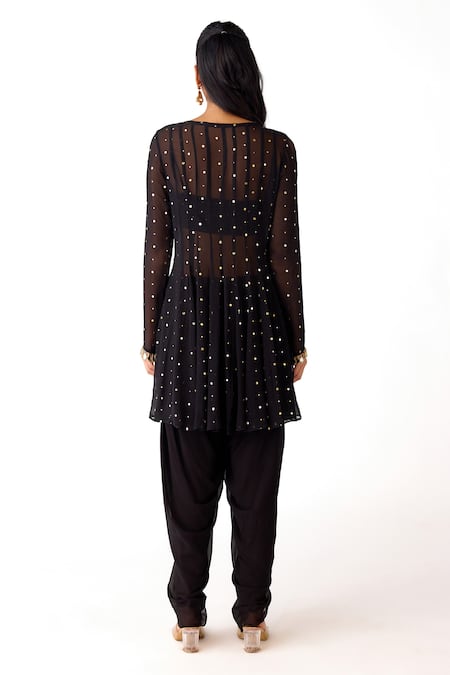 Basanti Kapde aur Koffee Mukaish Sheer Kurta & Dhoti Pant Set 