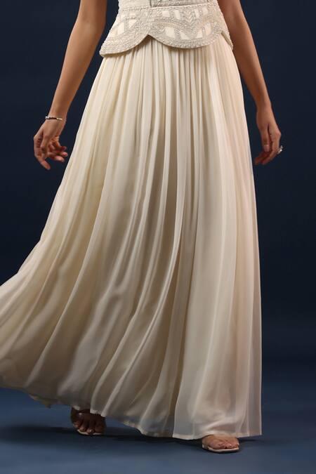 Buy K-Anshika Off White Georgette Embroidery, Pearls, Metallic Thread Embellished Peplum Gown Online at Aza Fashions Buy_K-Anshika_Off White Georgette Embroidery, Pearls, Metallic Thread Embellished Peplum Gown _Online_at_Aza_Fashions