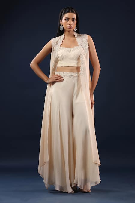 K-Anshika Embroidered Jacket Palazzo Set 