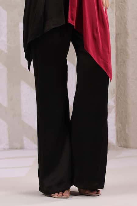 K-Anshika_Black Organza Embroidery, Sequins, Beads High Neck Tunic And Pant Set _Online_at_Aza_Fashions