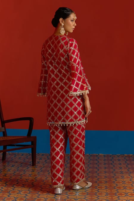 Mustard Moon By Neyha And Vrinda Gota Embroidered Kurta & Pant Set 