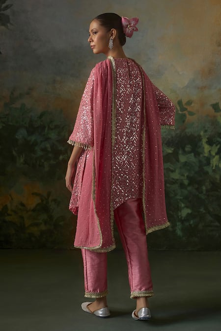 Mustard Moon By Neyha And Vrinda Embroidered Asymmetric Kurta Set 