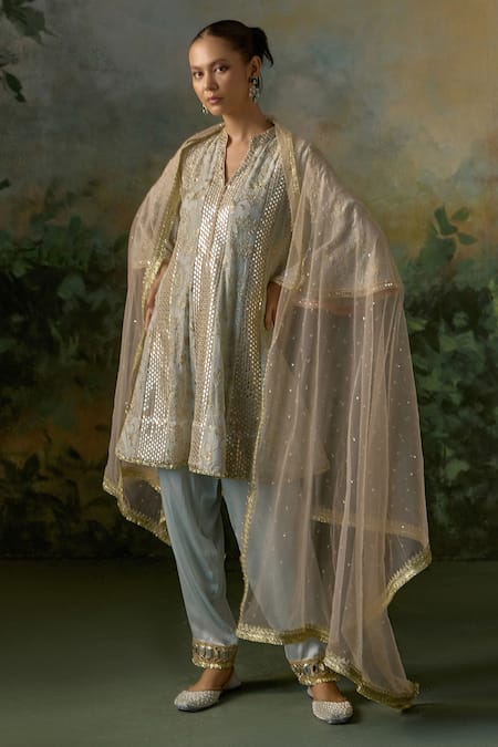 Mustard Moon By Neyha And Vrinda Embroidered Sequin Kurta Set 