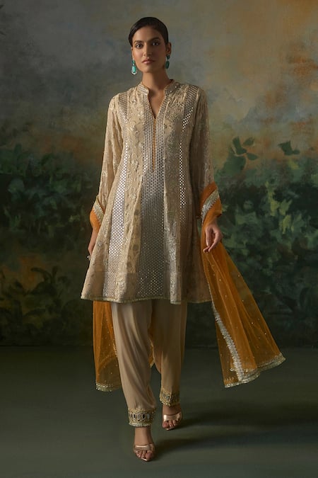 Mustard Moon By Neyha And Vrinda Embroidered Sequin Kurta Salwar Set 