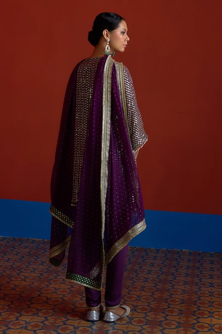 Mustard Moon By Neyha And Vrinda Glittery Mirror Sequin Embroidered Kurta Set 