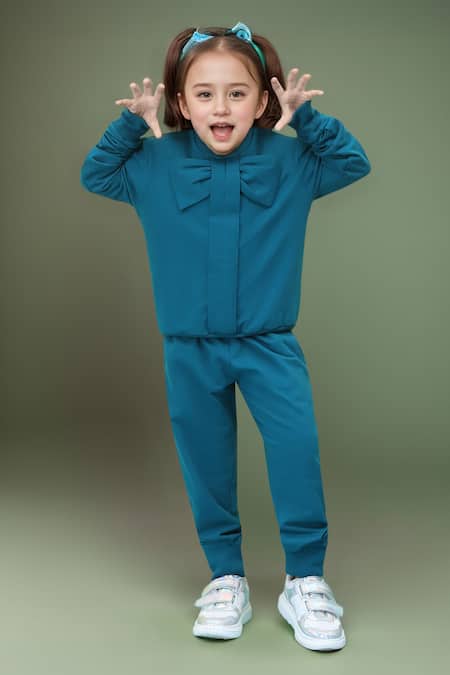 Petite Pomme Bow Detail Full Sleeve Top & Jogger Set 