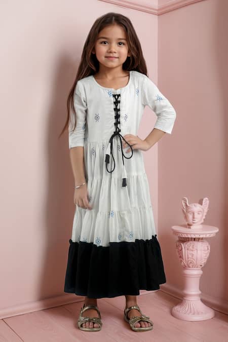 Petite Pomme Patola Print Tiered Anarkali 