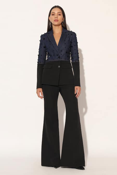 Linetribe_ Stellix Denim Panelled Blazer With Trouser 